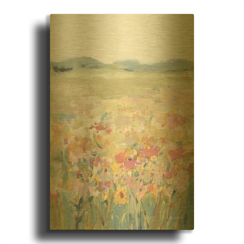 'Wildflower Meadow Neutral' By Pamela Munger Gold Metal Wall Art