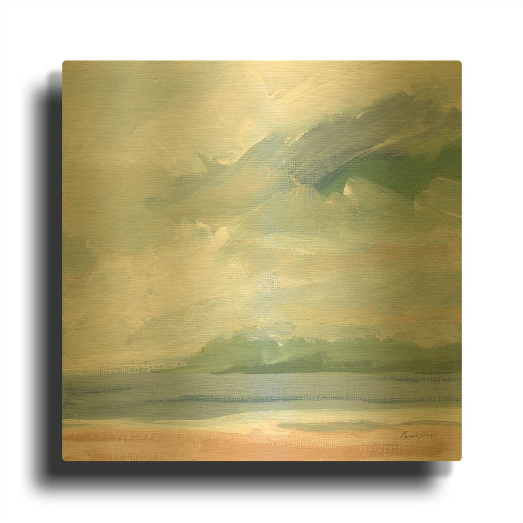 'Lake Beach Blue' By Pamela Munger Gold Metal Wall Art