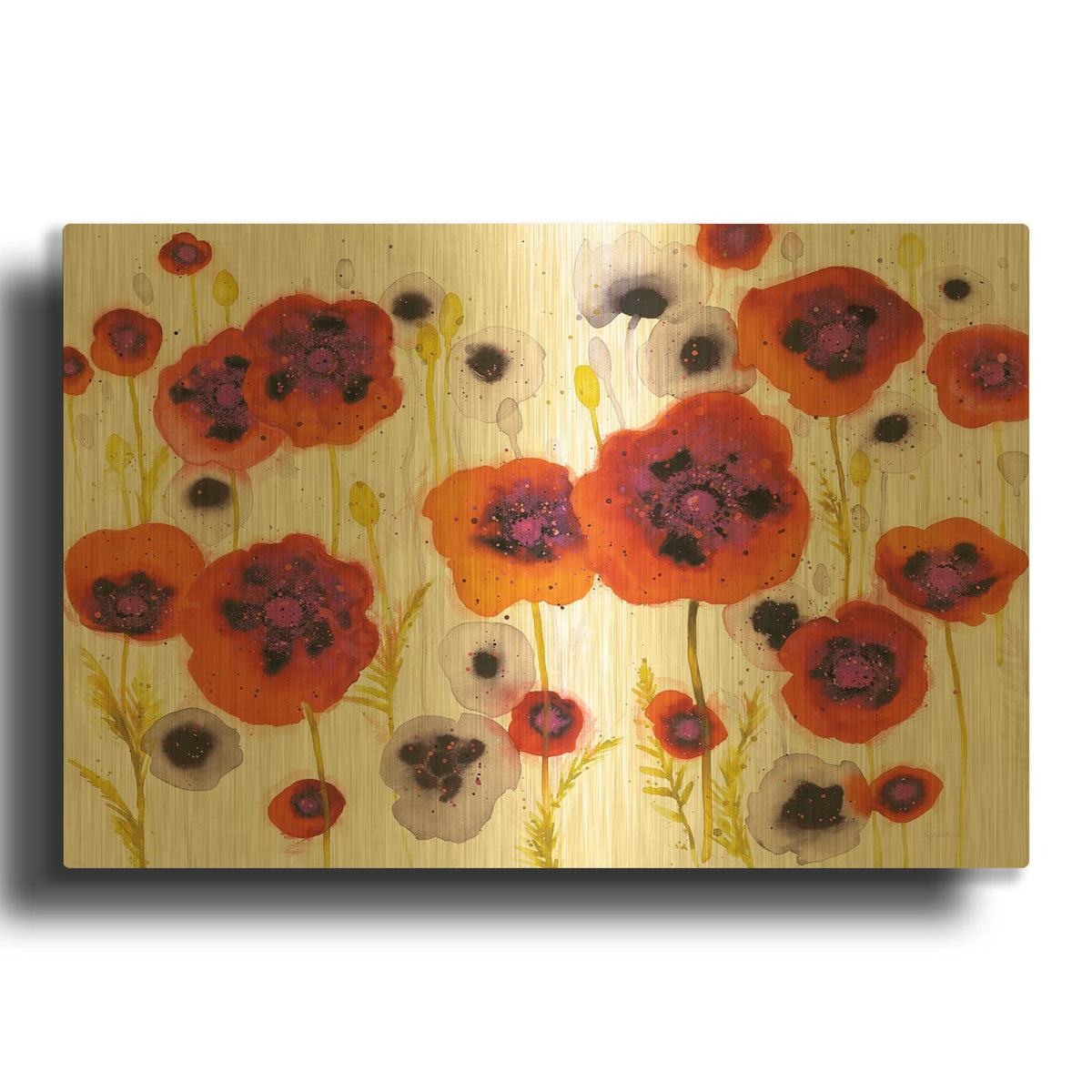 'Splash Garden 1' By Shirley Novak Gold Metal Wall Art