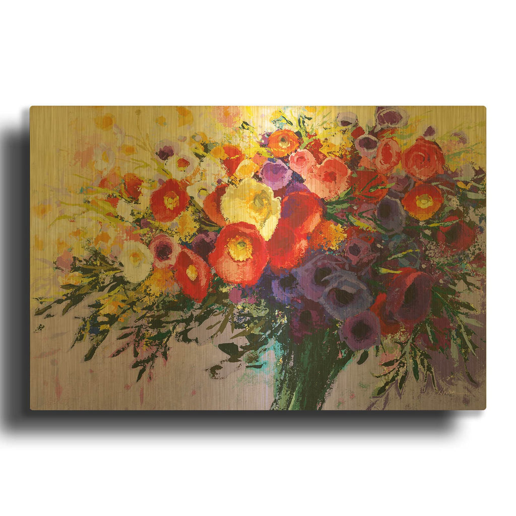 'Wild And Flowery' By Shirley Novak Gold Metal Wall Art