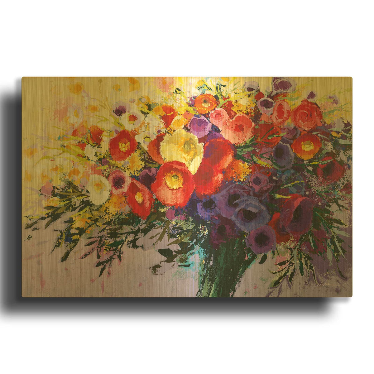 'Wild And Flowery' By Shirley Novak Gold Metal Wall Art