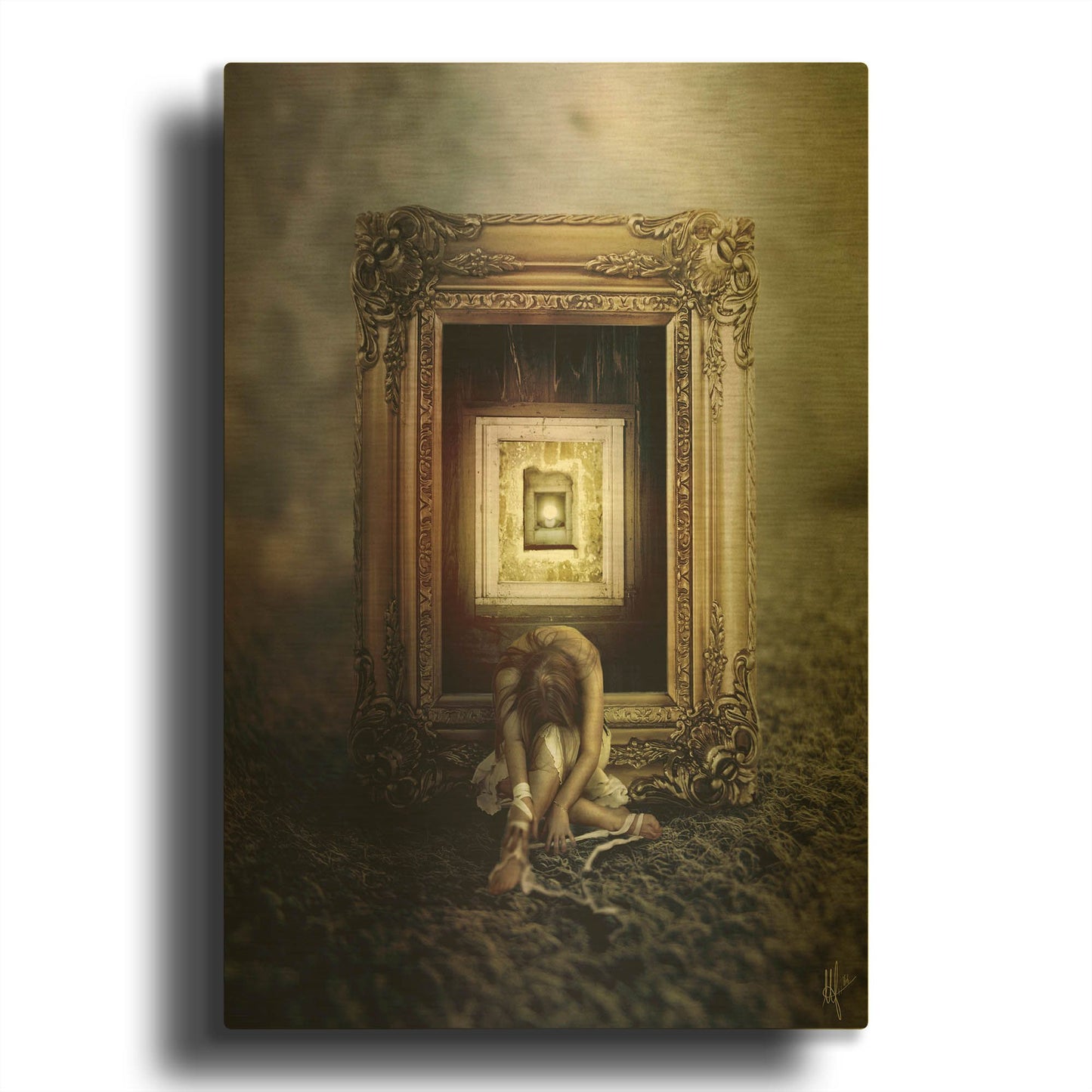 'Shrink' By Mario Sanchez Nevado Gold Metal Wall Art