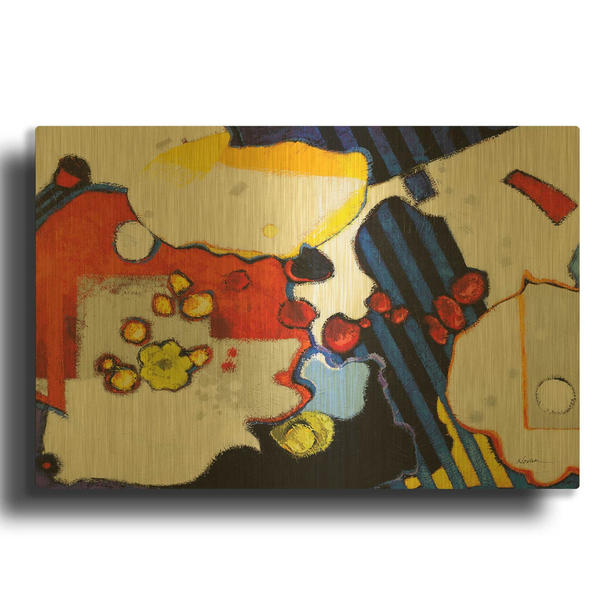 'Gray Spots Mod' By Shirley Novak Gold Metal Wall Art