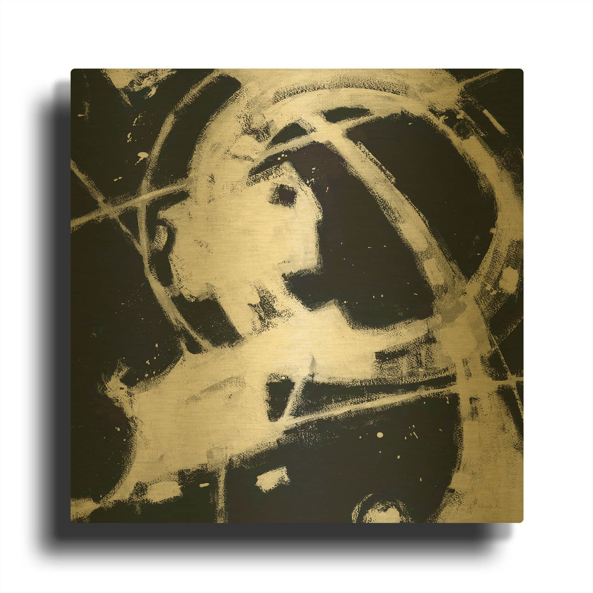 'Expression Abstract 3 Bw' By Shirley Novak Gold Metal Wall Art