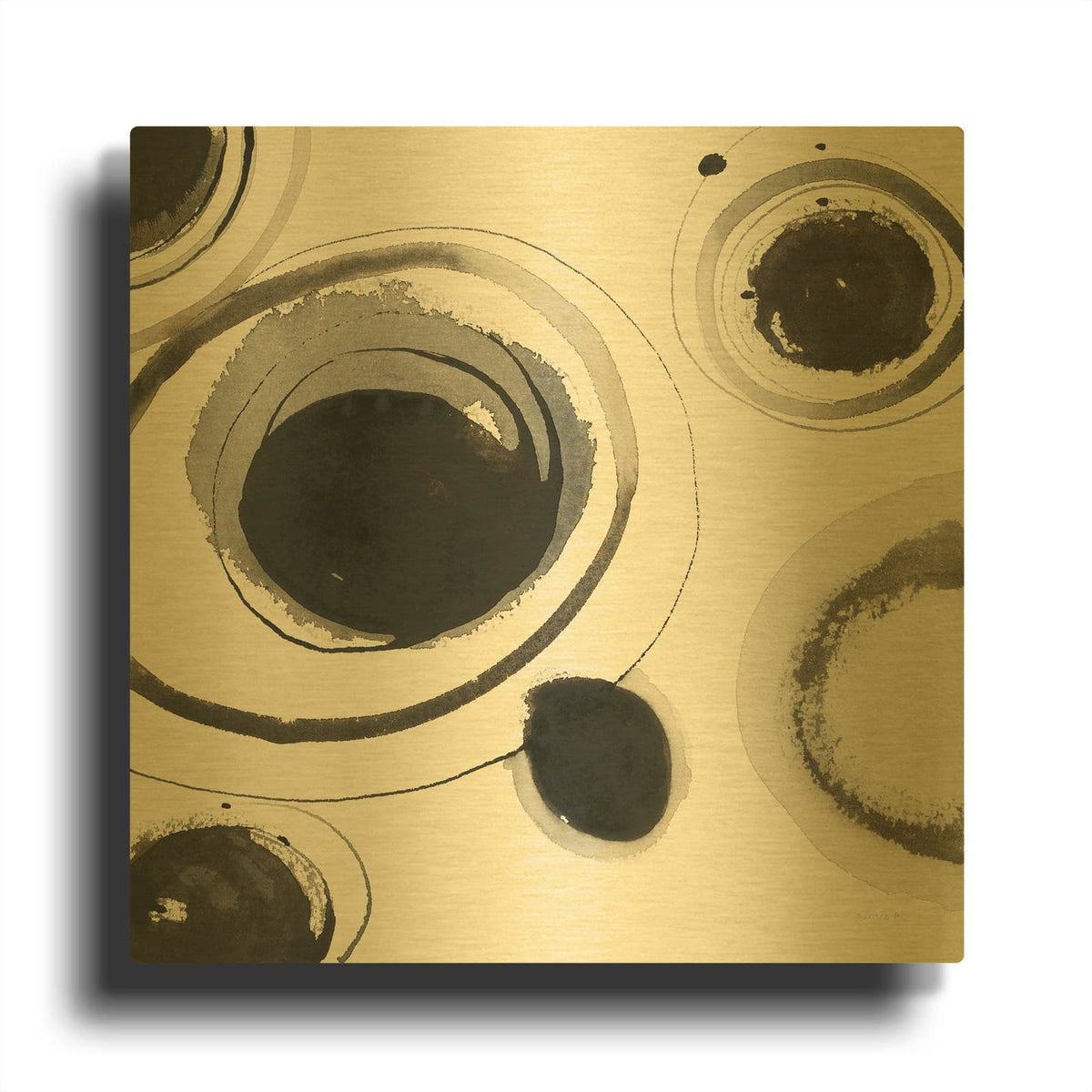 'Planetary 1' By Shirley Novak Gold Metal Wall Art