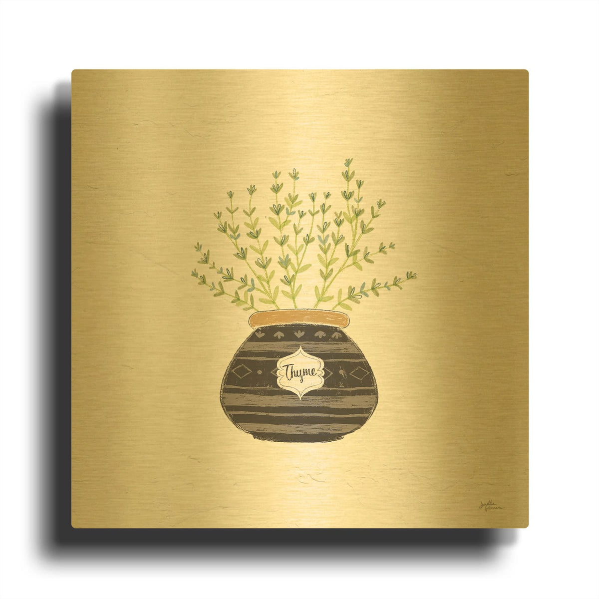 'Fine Herbs 6' By Janelle Penner Gold Metal Wall Art