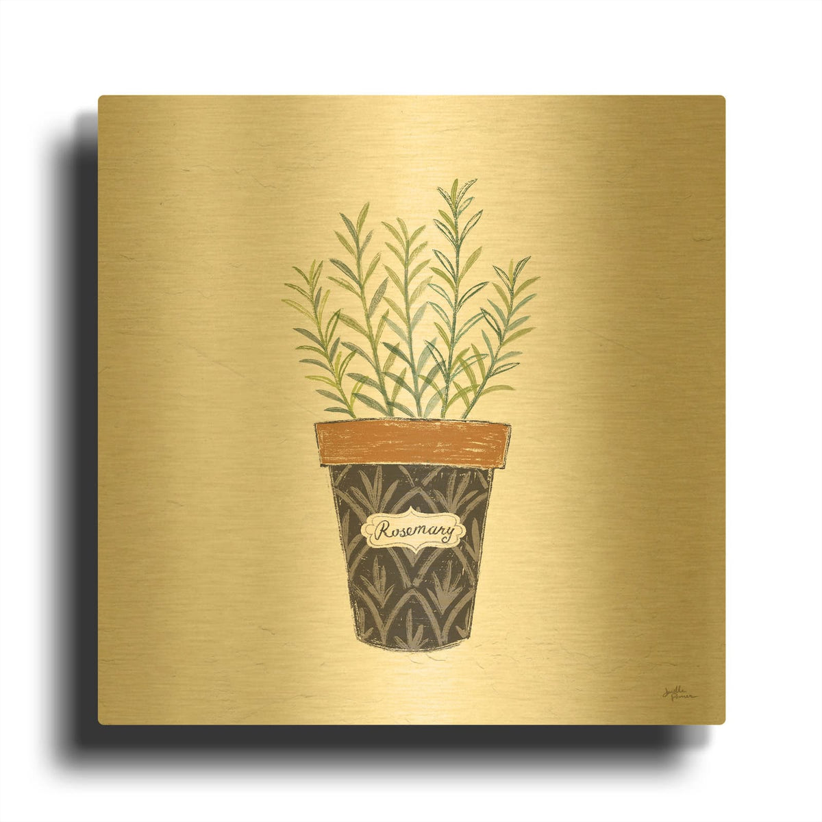 'Fine Herbs 9' By Janelle Penner Gold Metal Wall Art