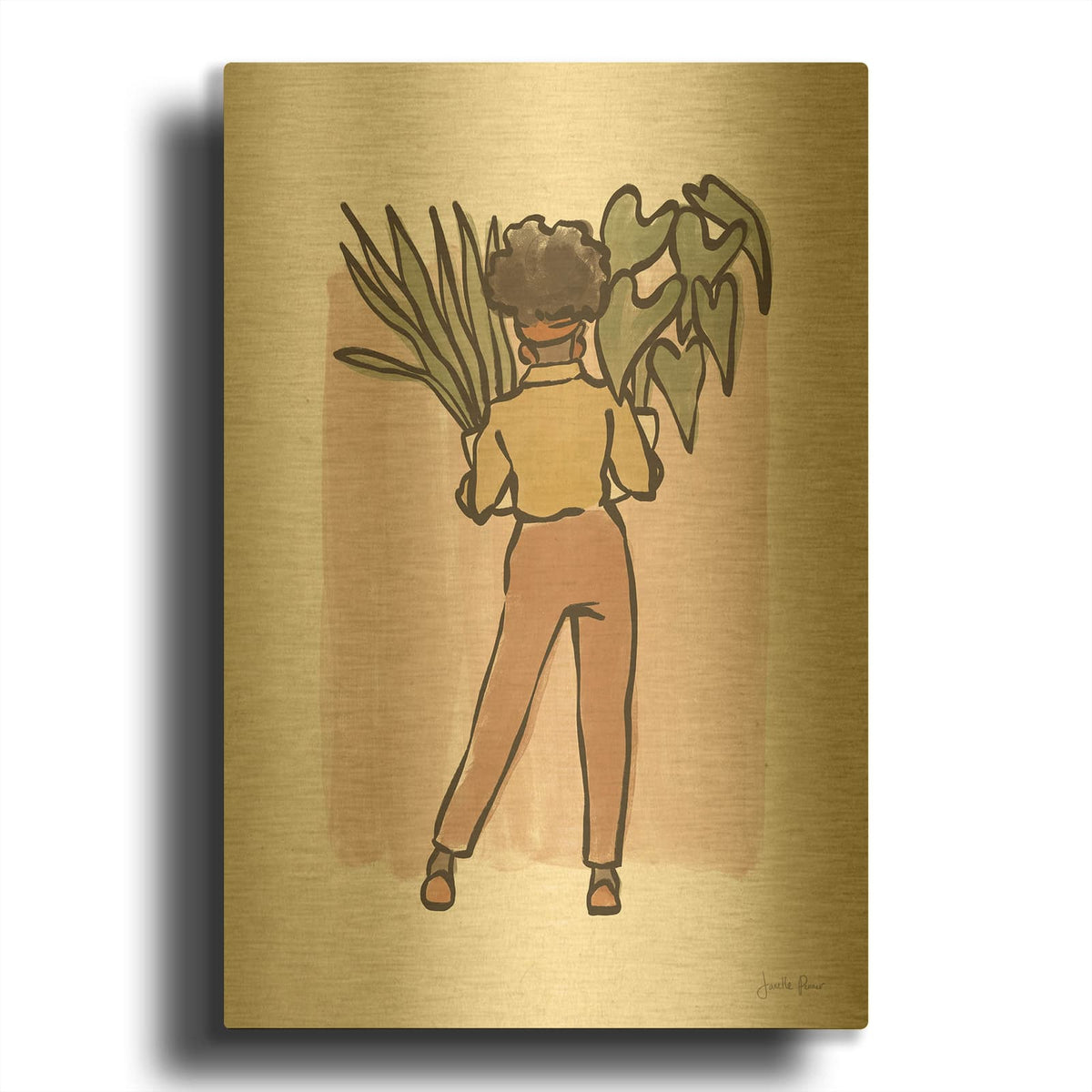 'Plant Ladies 1 V2' By Janelle Penner Gold Metal Wall Art