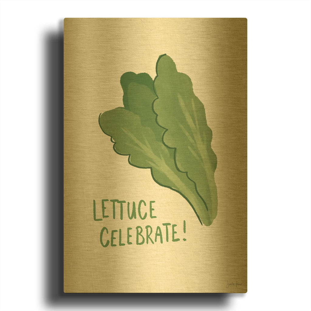 'Veggie Fun 5' By Janelle Penner Gold Metal Wall Art