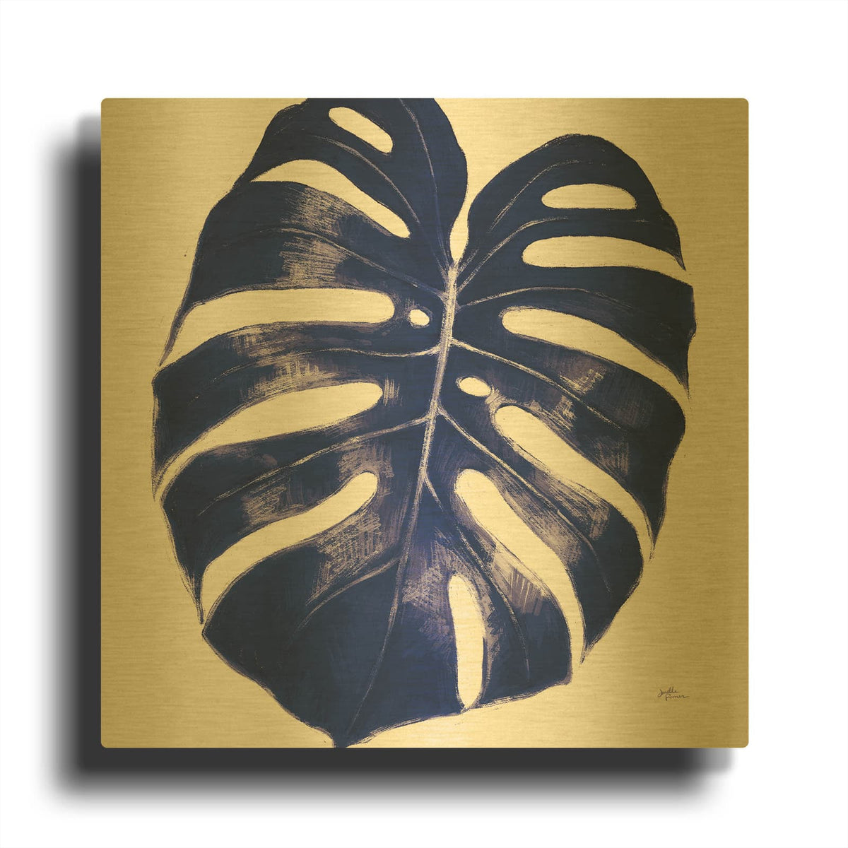 'Welcome To Paradise X3 Indigo' By Janelle Penner Gold Metal Wall Art