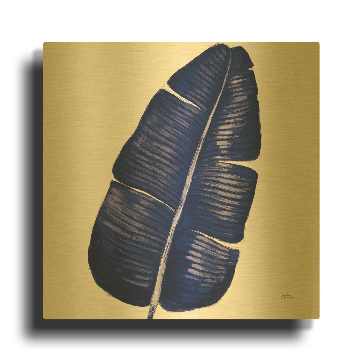 'Welcome To Paradise Xv Indigo' By Janelle Penner Gold Metal Wall Art