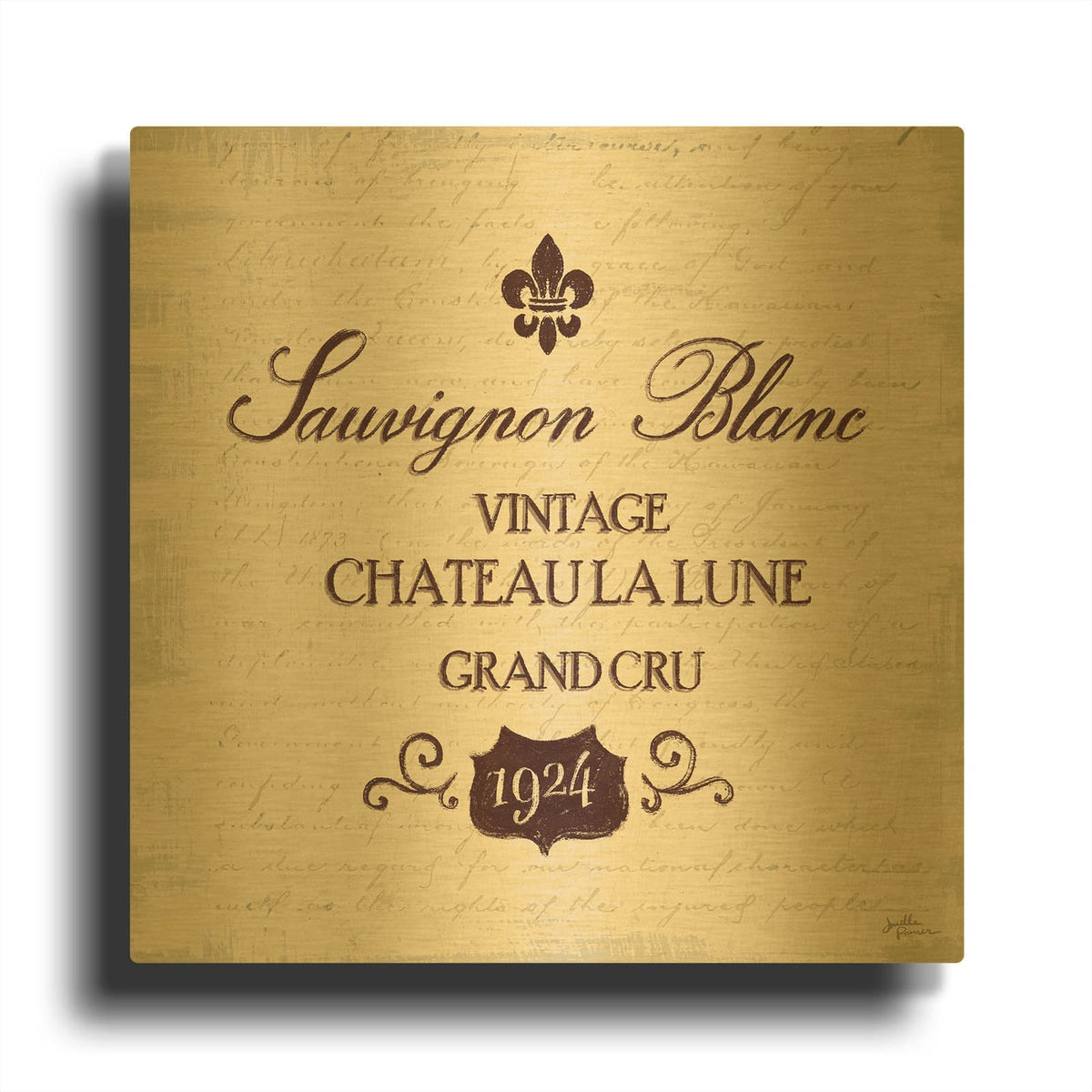 'Wine Tasting 6' By Janelle Penner Gold Metal Wall Art
