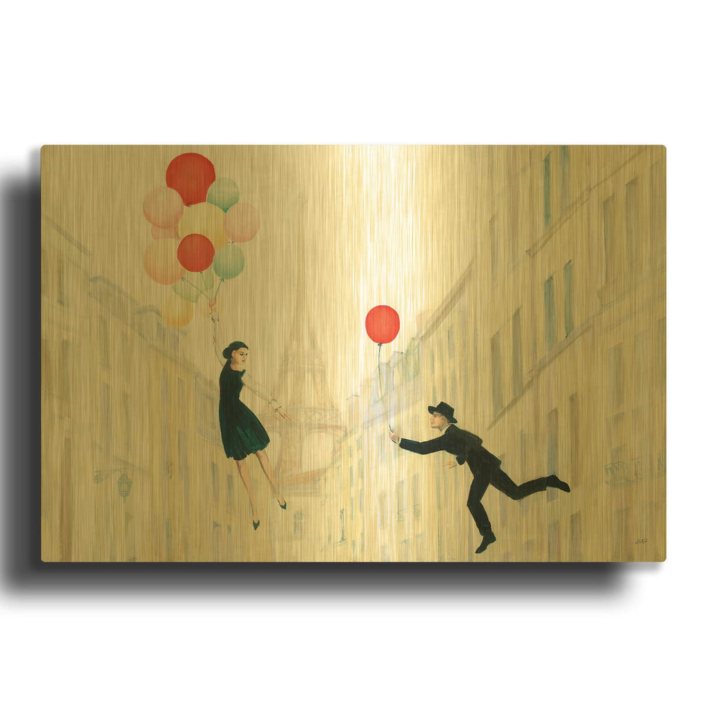 'Aloft In Paris 1' By Julia Purinton Gold Metal Wall Art