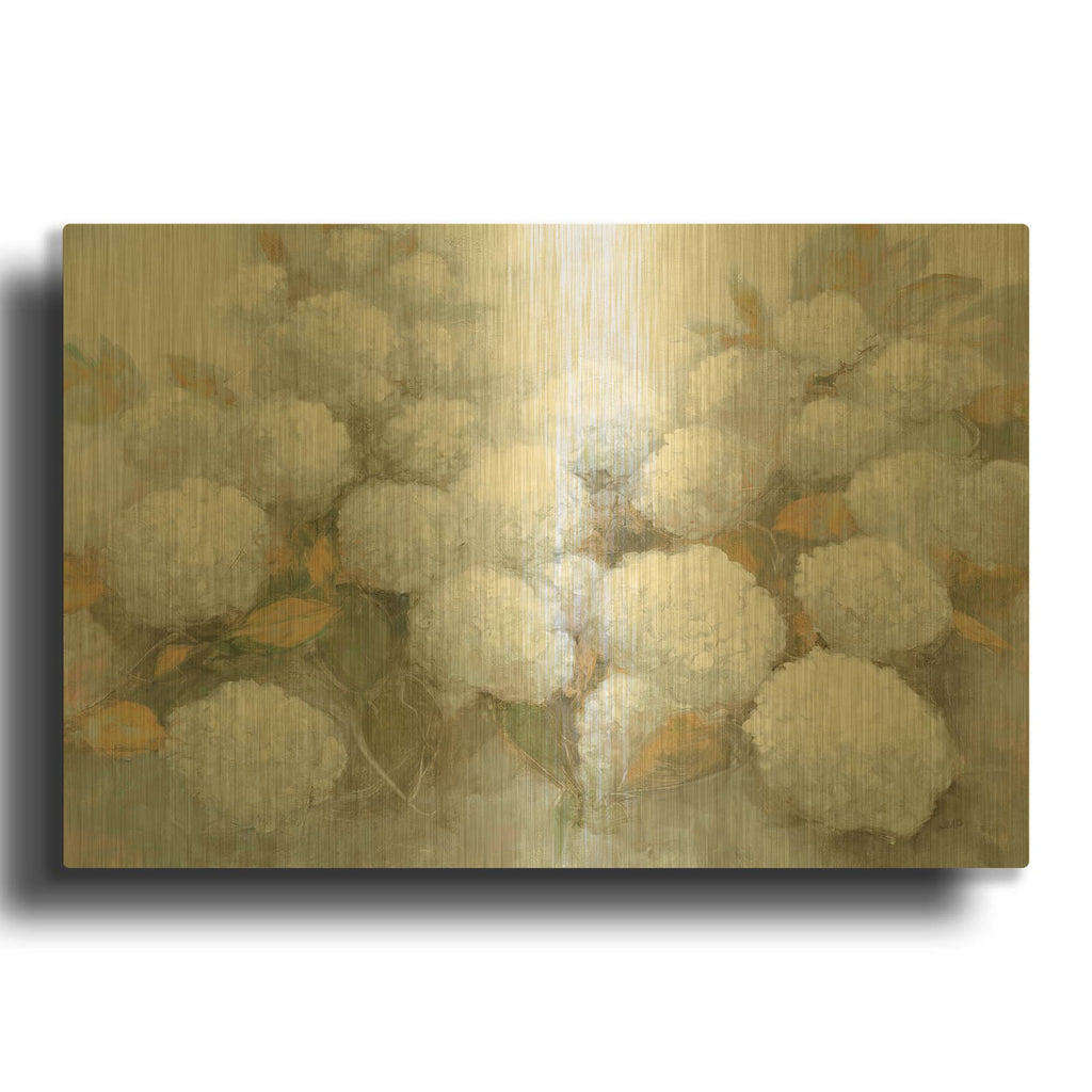 'Annabelle Hydrangeas Blue Gray C' By Julia Purinton Gold Metal Wall Art