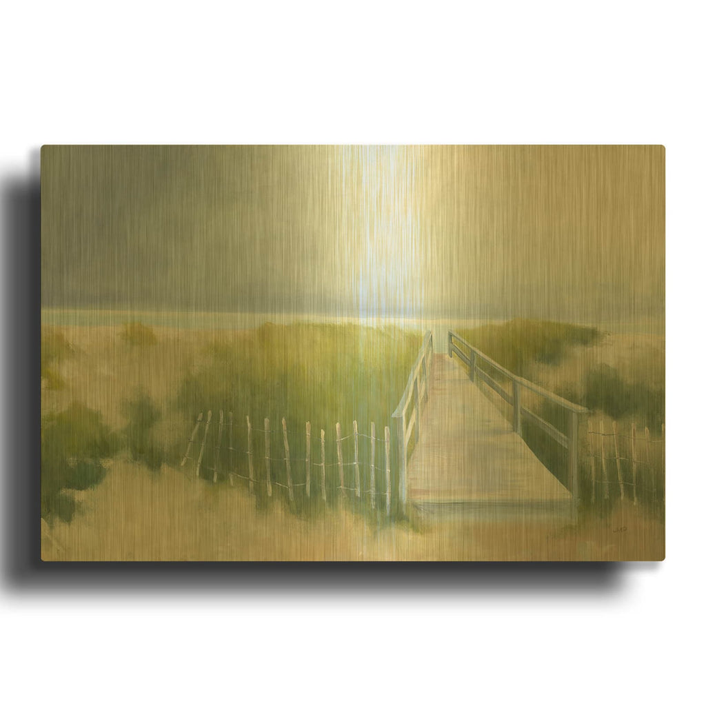 'Beach Walk' By Julia Purinton Gold Metal Wall Art
