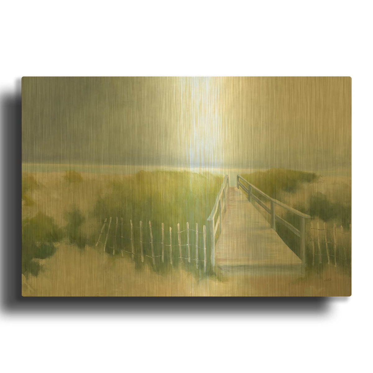 'Beach Walk' By Julia Purinton Gold Metal Wall Art