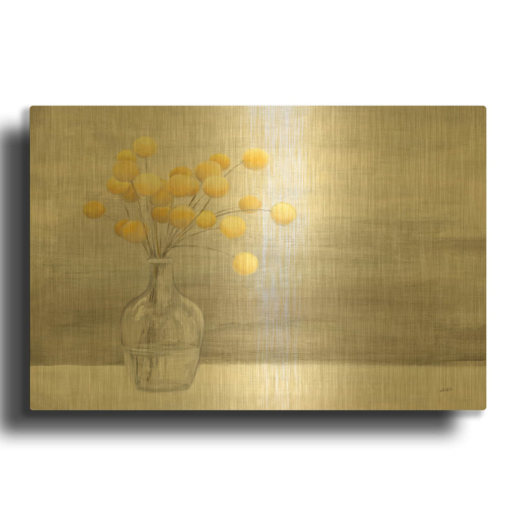 'Cheerful Craspedia' By Julia Purinton Gold Metal Wall Art