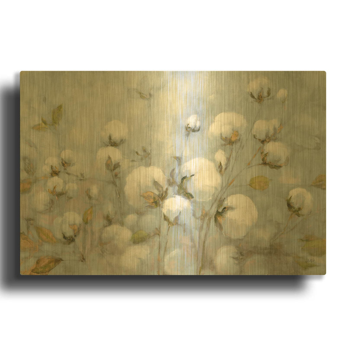 'Cotton Field Blue Gray' By Julia Purinton Gold Metal Wall Art