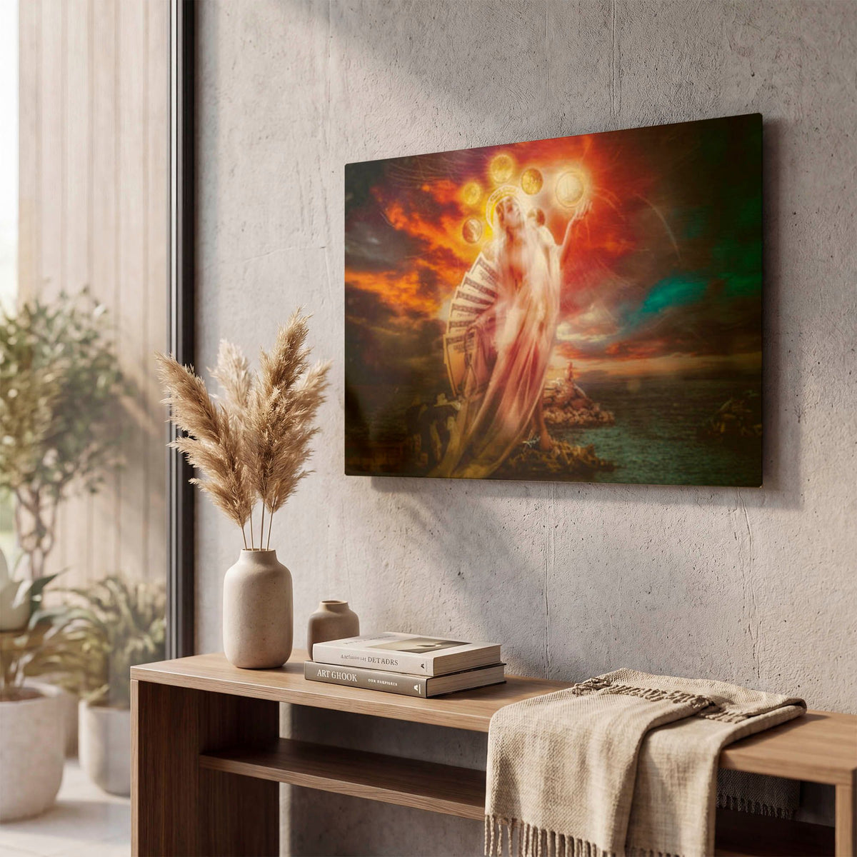 'StMary of Coins' By Mario Sanchez Nevado Gold Metal Wall Art