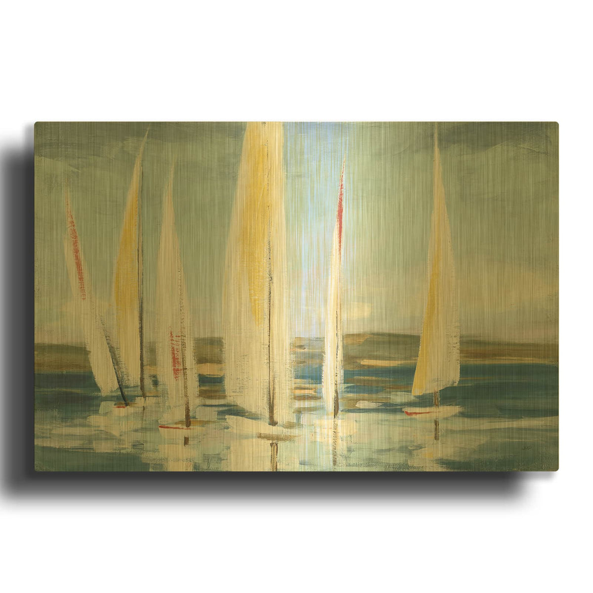 'Horizon With Red' By Julia Purinton Gold Metal Wall Art