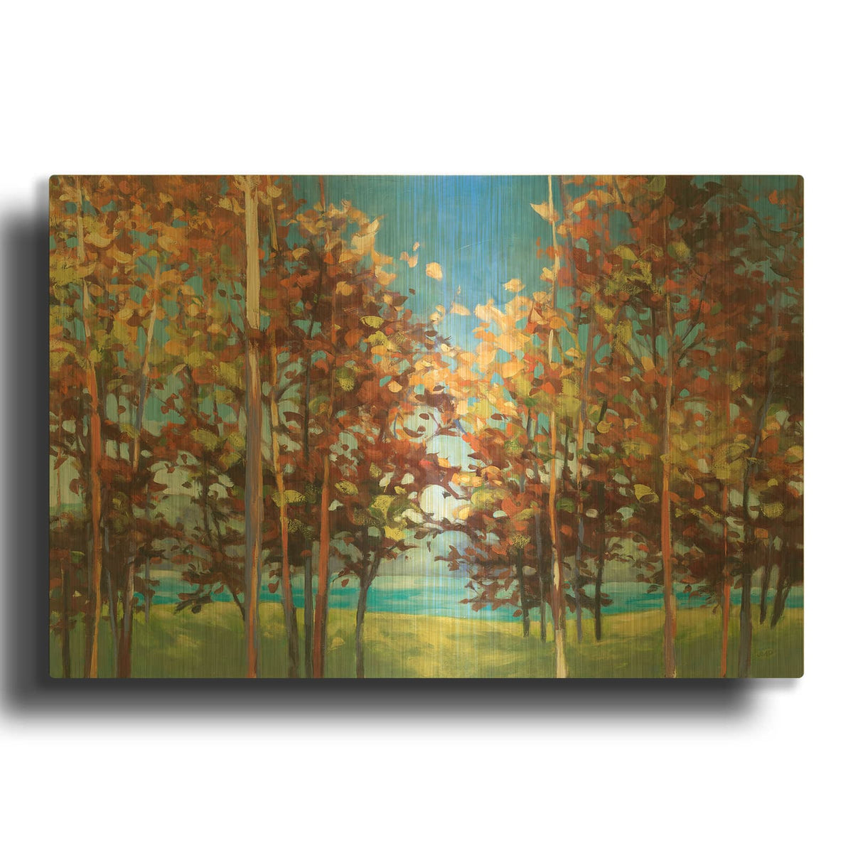 'Kaleidoscope Bright Blue' By Julia Purinton Gold Metal Wall Art