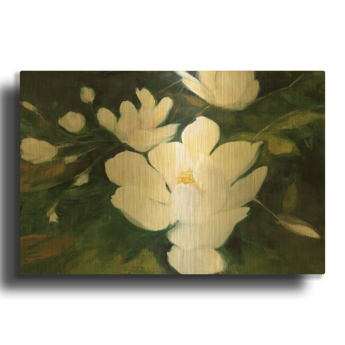 'Magnolia Blooms' By Julia Purinton Gold Metal Wall Art