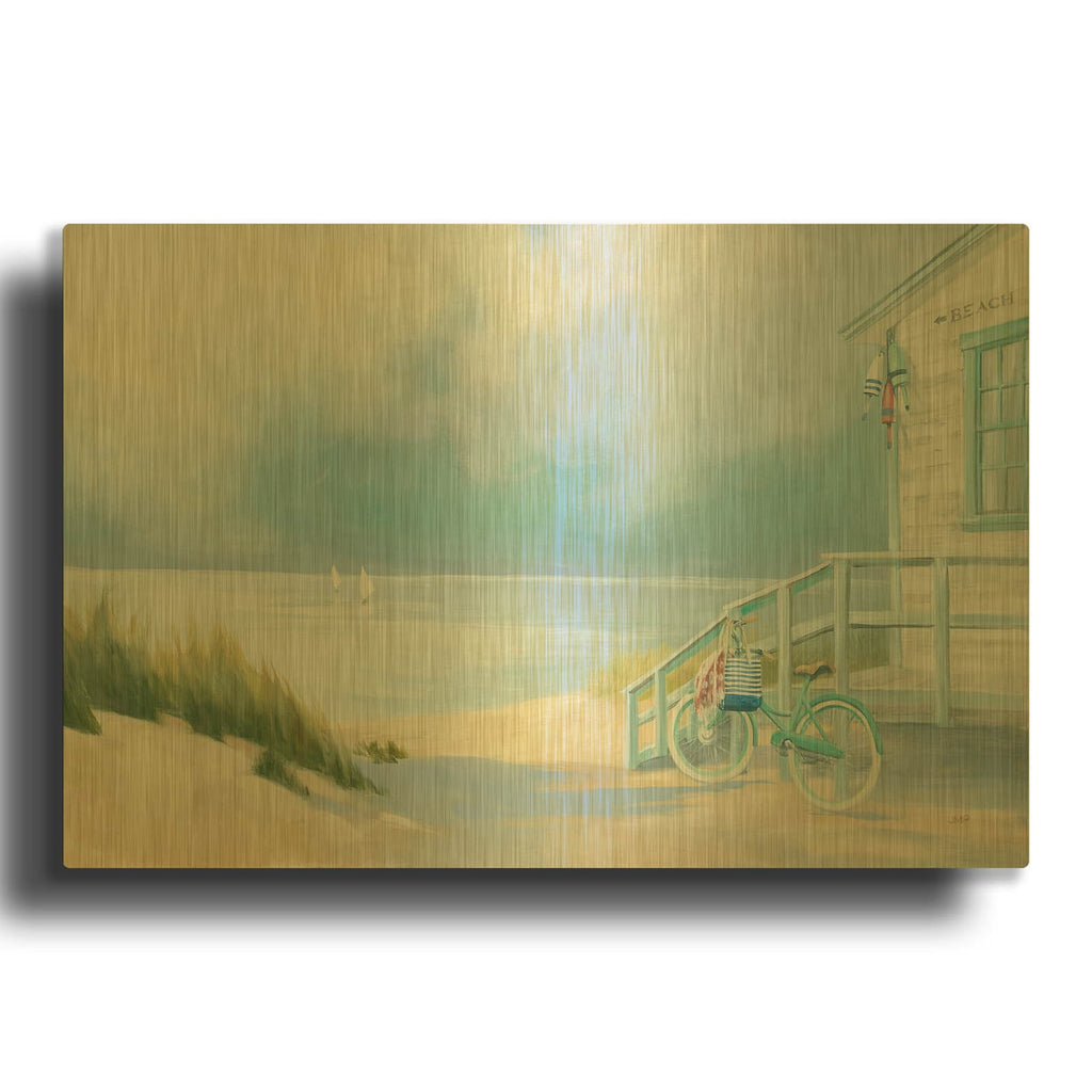 'Morning Ride To The Beach' By Julia Purinton Gold Metal Wall Art