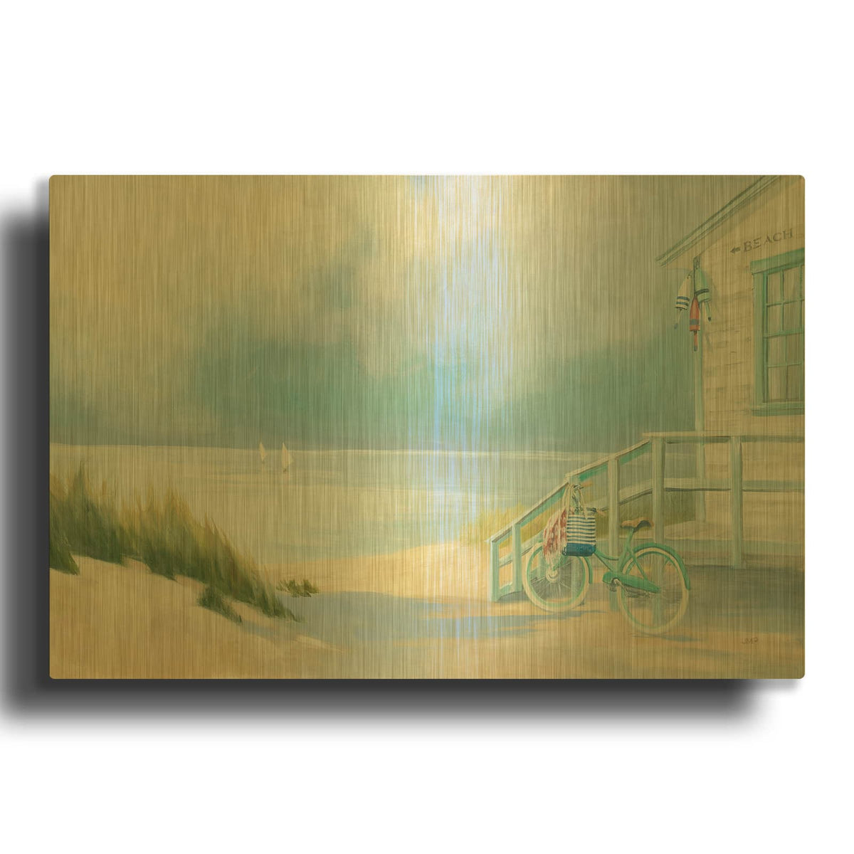 'Morning Ride To The Beach' By Julia Purinton Gold Metal Wall Art