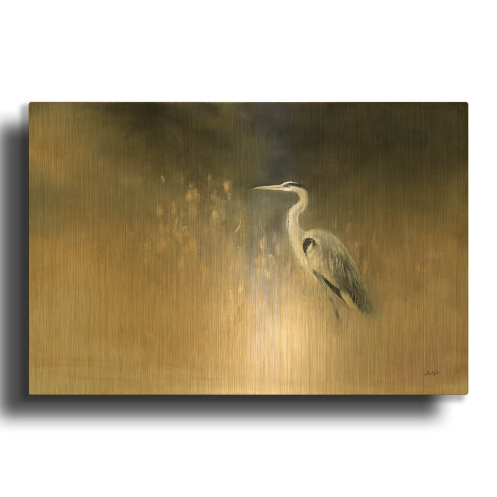 'Peaceful Egret' By Julia Purinton Gold Metal Wall Art