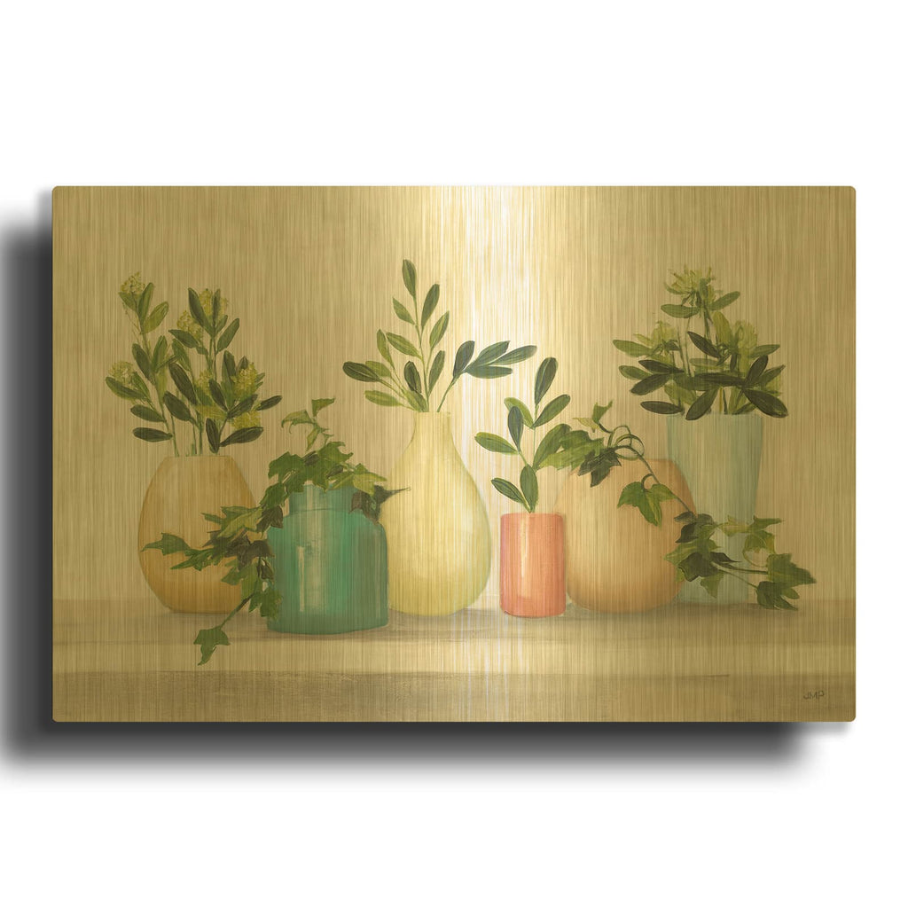 'Plant Life 4 Colorful' By Julia Purinton Gold Metal Wall Art