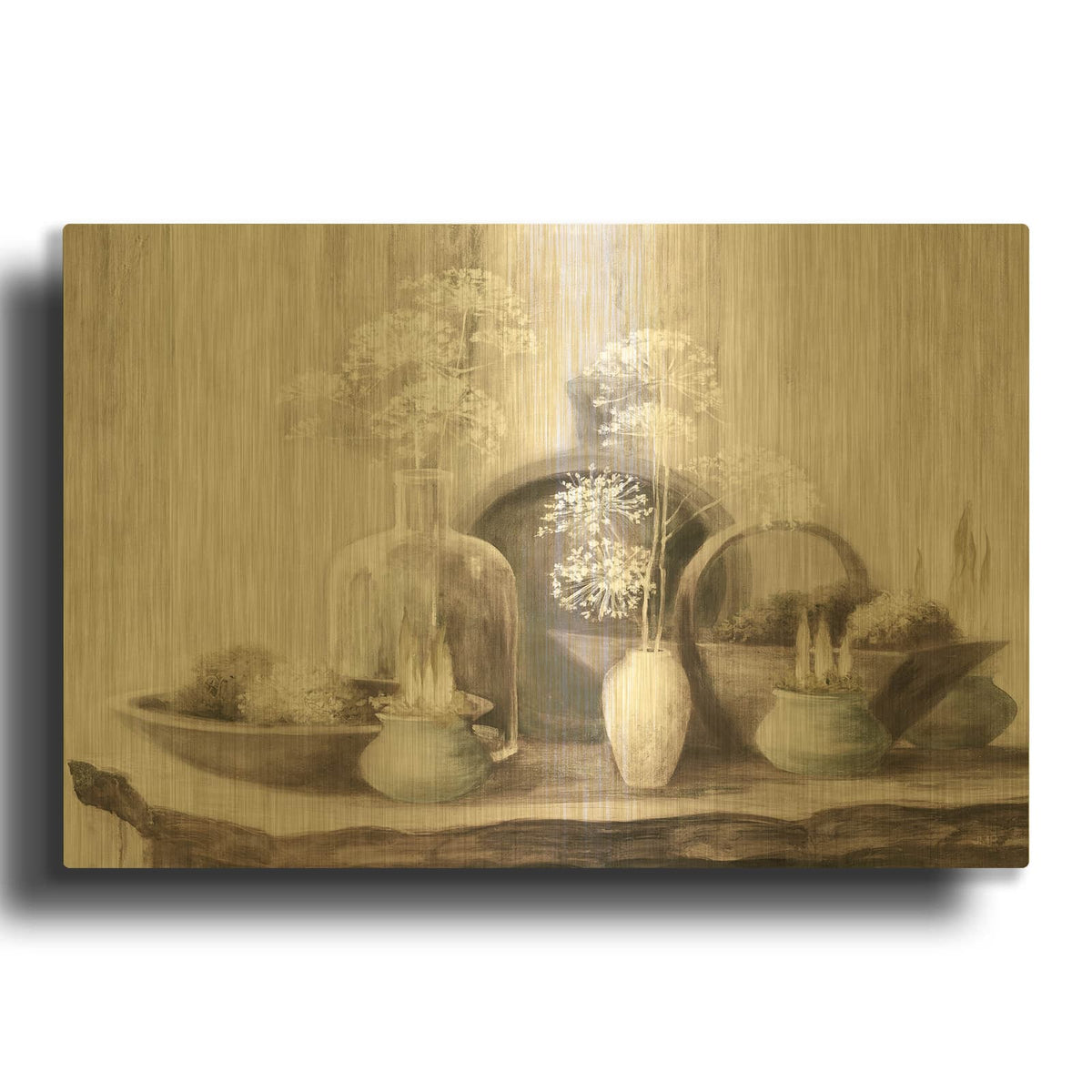 'Rustic Elegance 1 Neutral' By Julia Purinton Gold Metal Wall Art