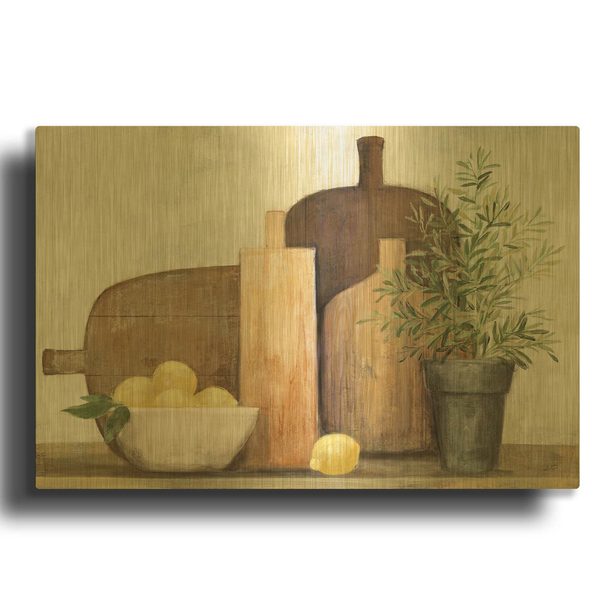 'Rustic Kitchen Brown' By Julia Purinton Gold Metal Wall Art