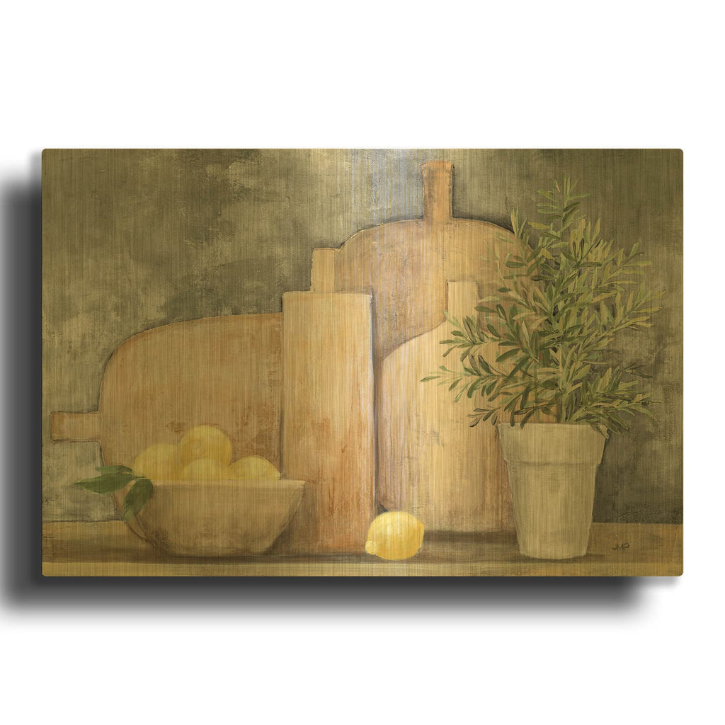 'Rustic Kitchen Gray' By Julia Purinton Gold Metal Wall Art