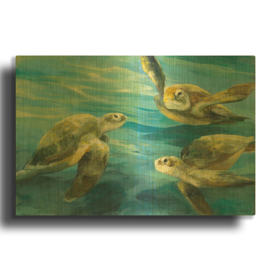 'Sea Turtles' By Julia Purinton Gold Metal Wall Art