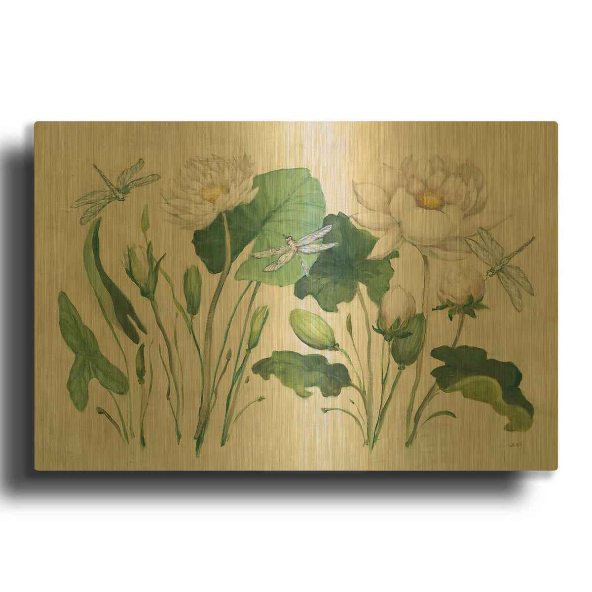 'Tranquil Lilies' By Julia Purinton Gold Metal Wall Art
