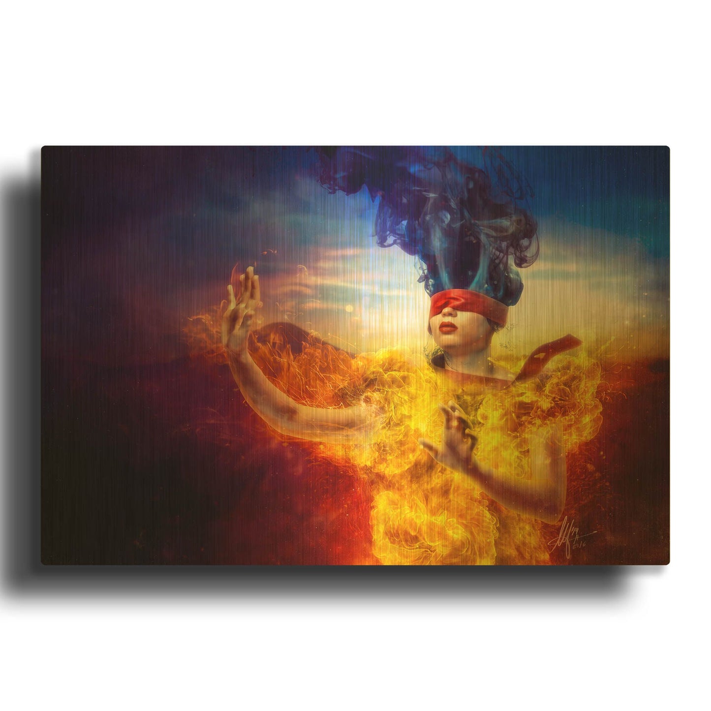 'Suspense' By Mario Sanchez Nevado Gold Metal Wall Art