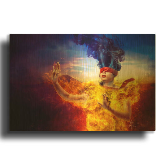 'Suspense' By Mario Sanchez Nevado Gold Metal Wall Art