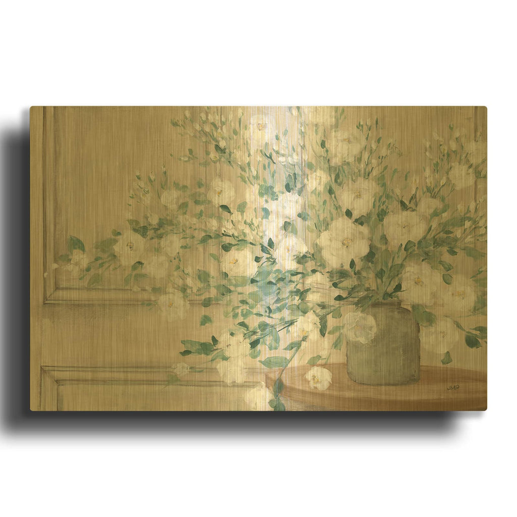 'White Bouquet Neutral' By Julia Purinton Gold Metal Wall Art