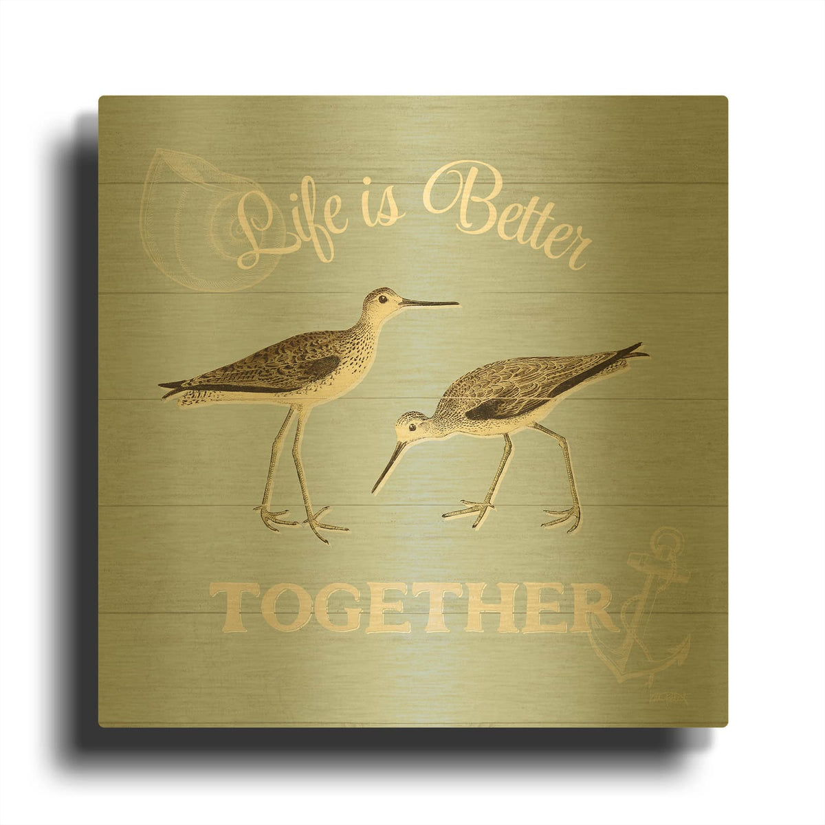 'Bayside 4 Blue' By Katie Pertiet Gold Metal Wall Art