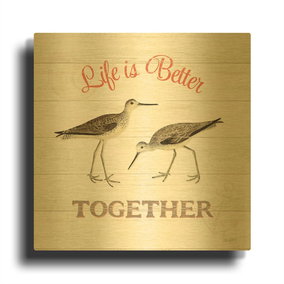 'Bayside 4' By Katie Pertiet Gold Metal Wall Art