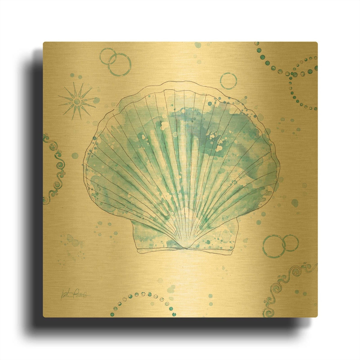 'Coastal Splash 2 No Words' By Katie Pertiet Gold Metal Wall Art