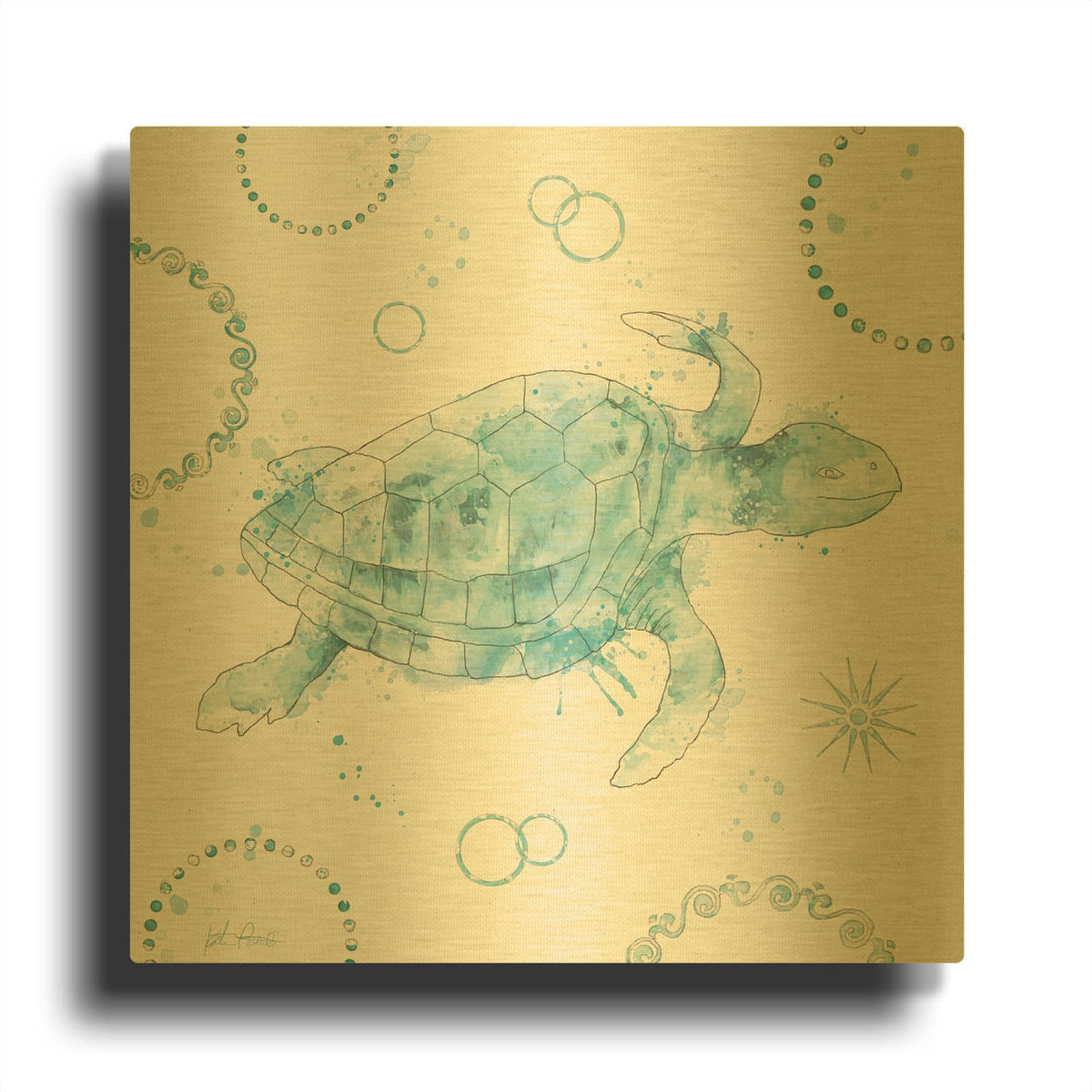 'Coastal Splash 7' By Katie Pertiet Gold Metal Wall Art