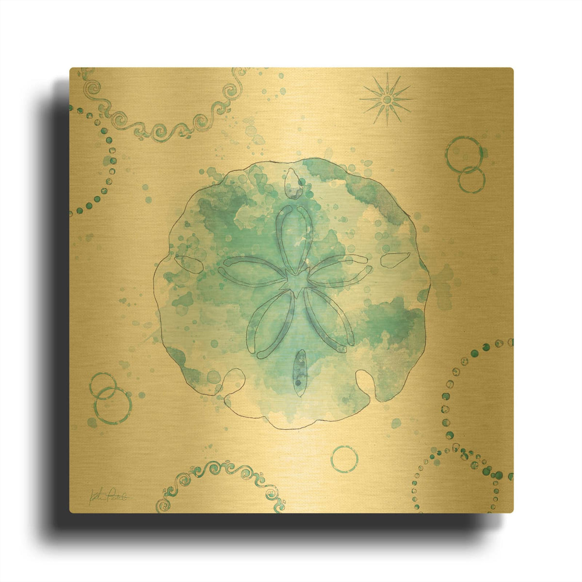 'Coastal Splash V3' By Katie Pertiet Gold Metal Wall Art