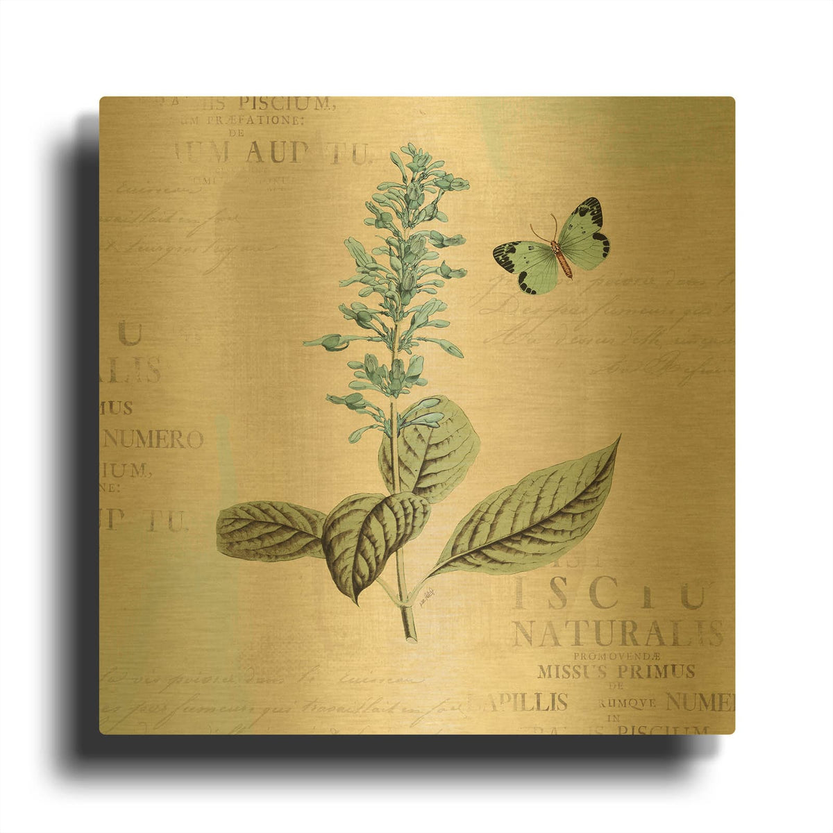 'En Bleu 6' By Katie Pertiet Gold Metal Wall Art