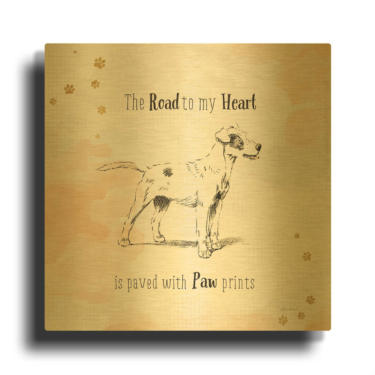 'Furry Friends 1' By Katie Pertiet Gold Metal Wall Art