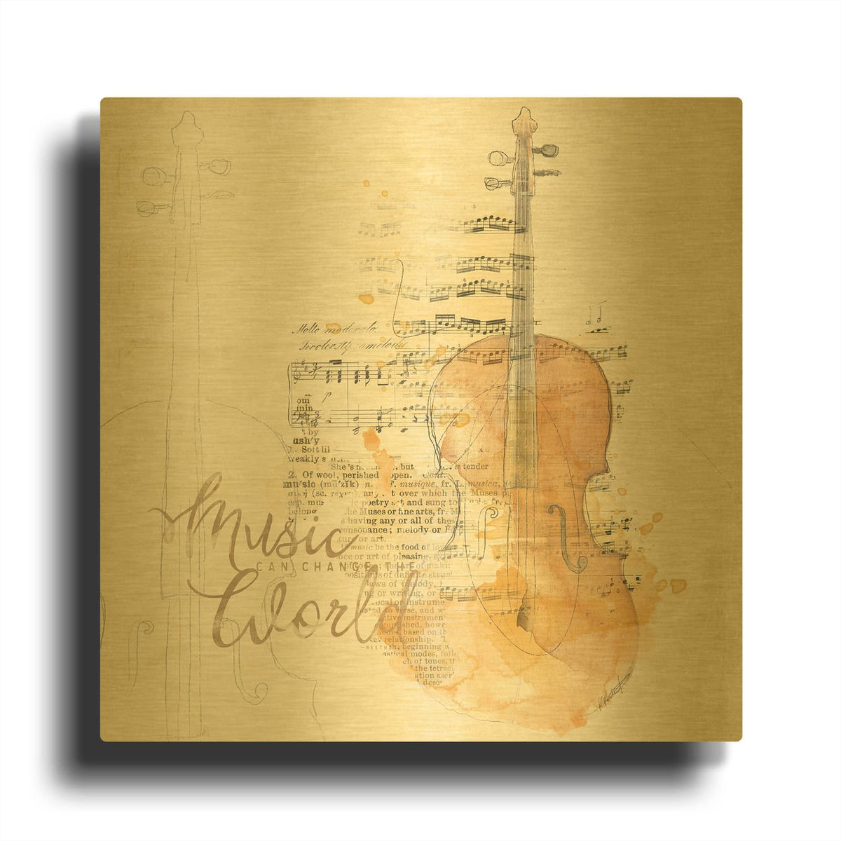 'Musical Gift 1' By Katie Pertiet Gold Metal Wall Art