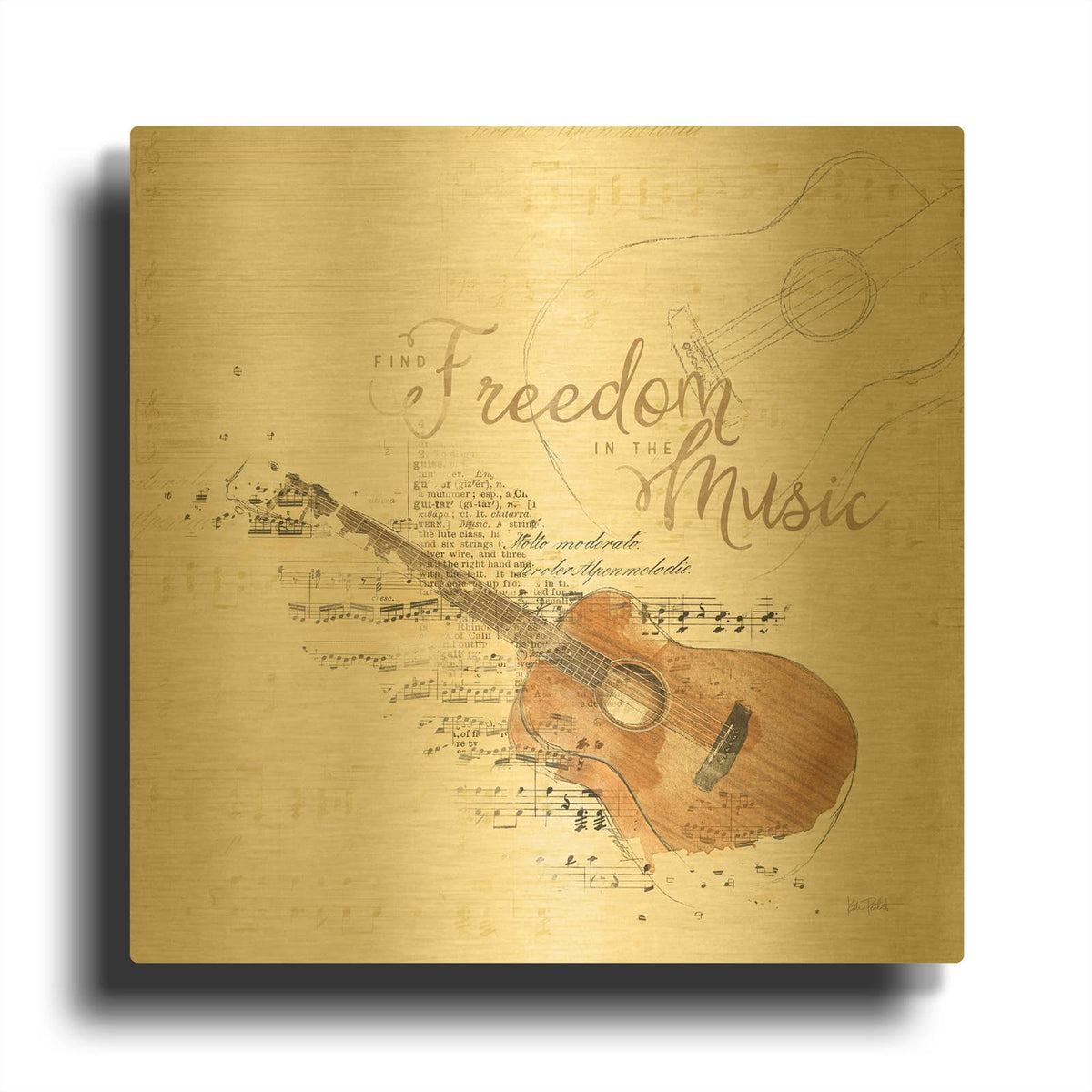 'Musical Gift 4' By Katie Pertiet Gold Metal Wall Art