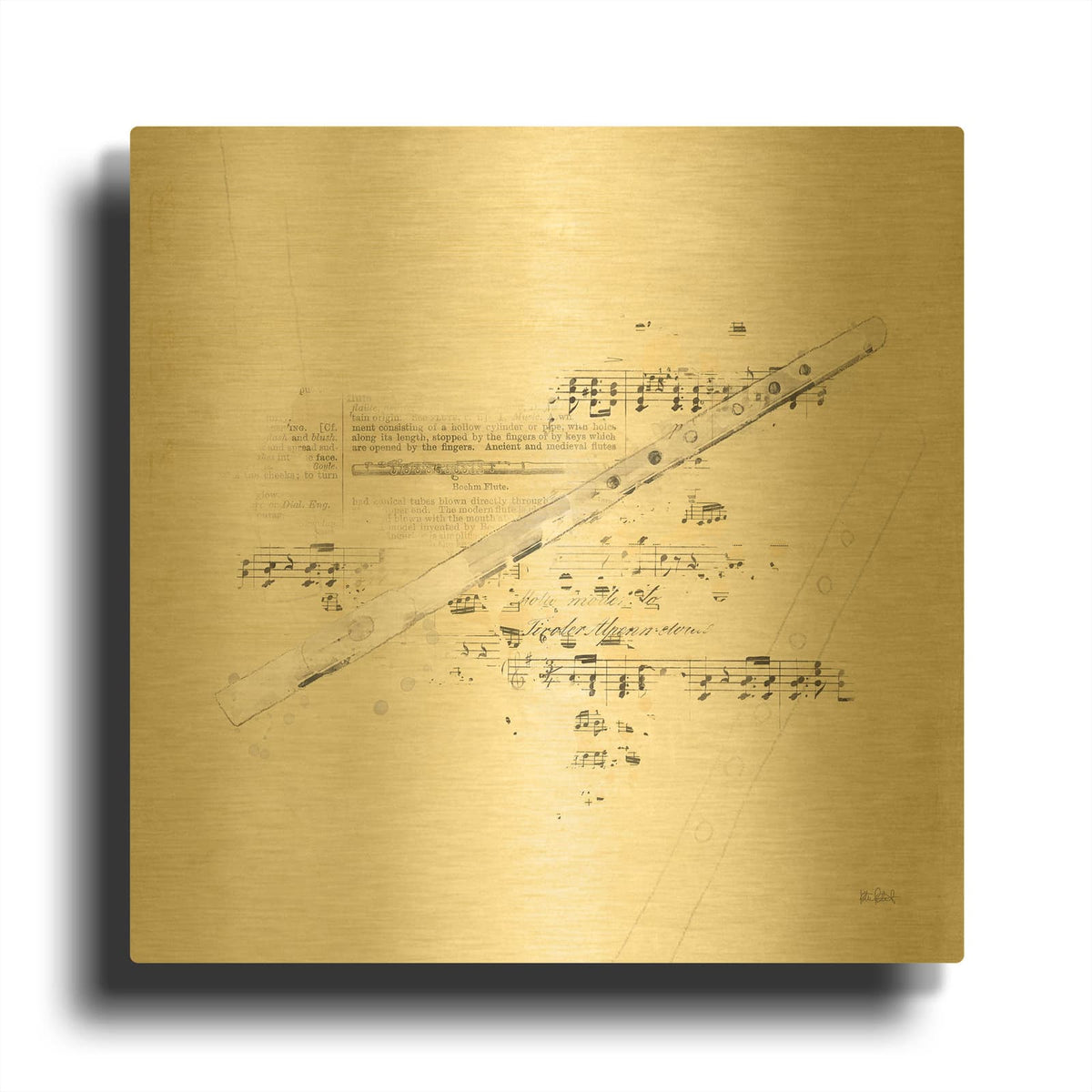 'Musical Gift 5' By Katie Pertiet Gold Metal Wall Art