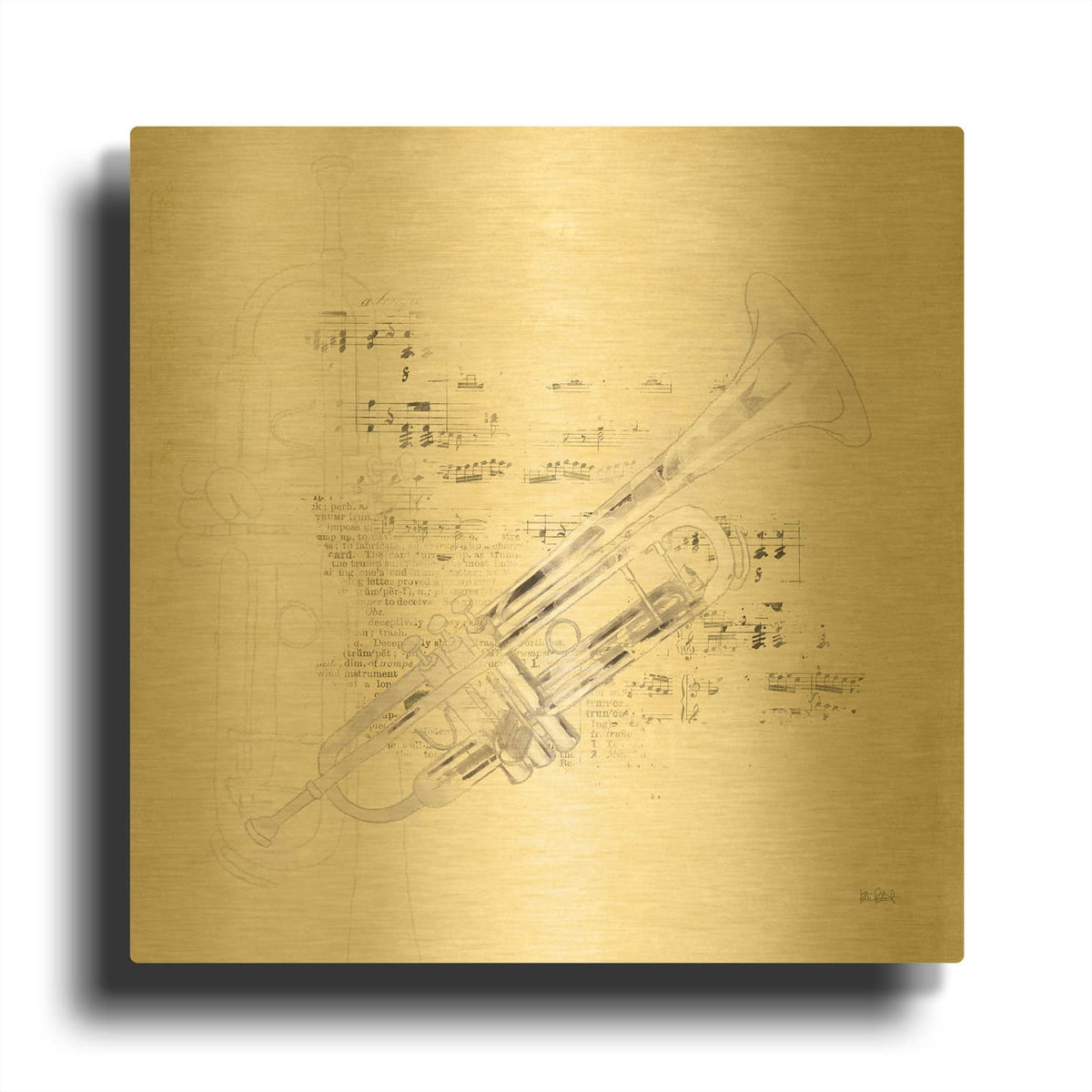 'Musical Gift 6' By Katie Pertiet Gold Metal Wall Art