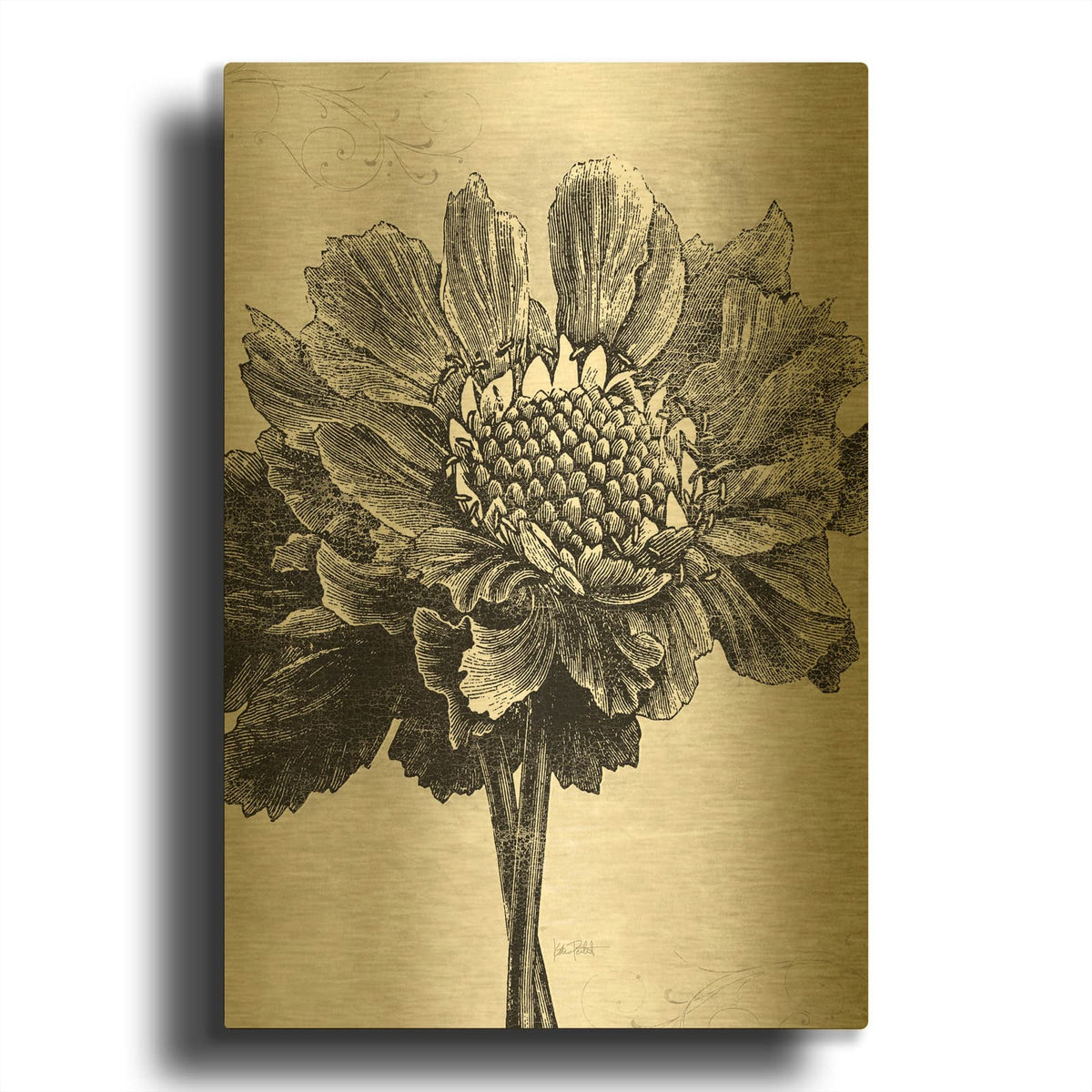 'Spa Botanical 1 Bw C' By Katie Pertiet Gold Metal Wall Art